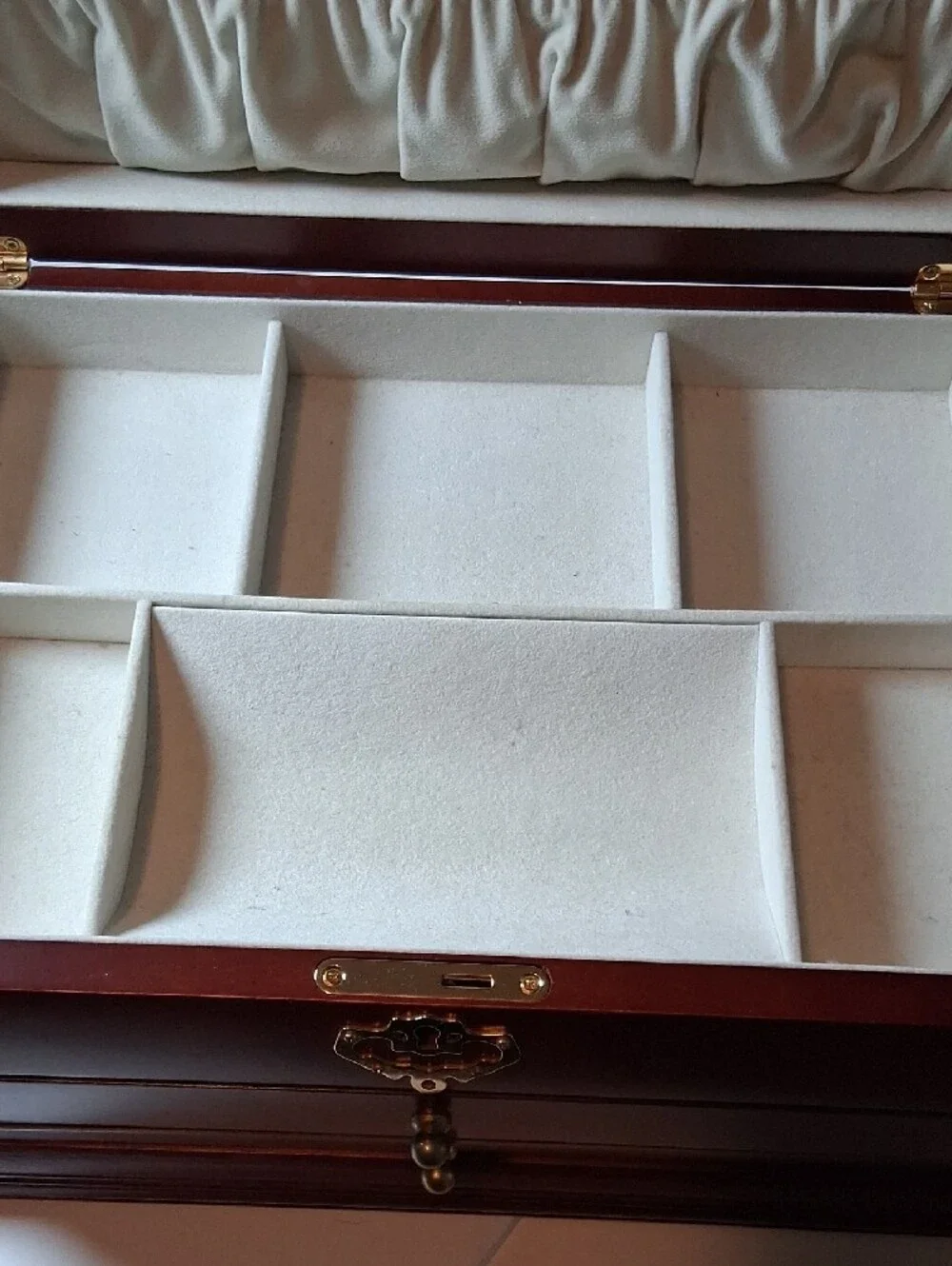 Classic Wooden Jewelry Chest in Deep Red Finish